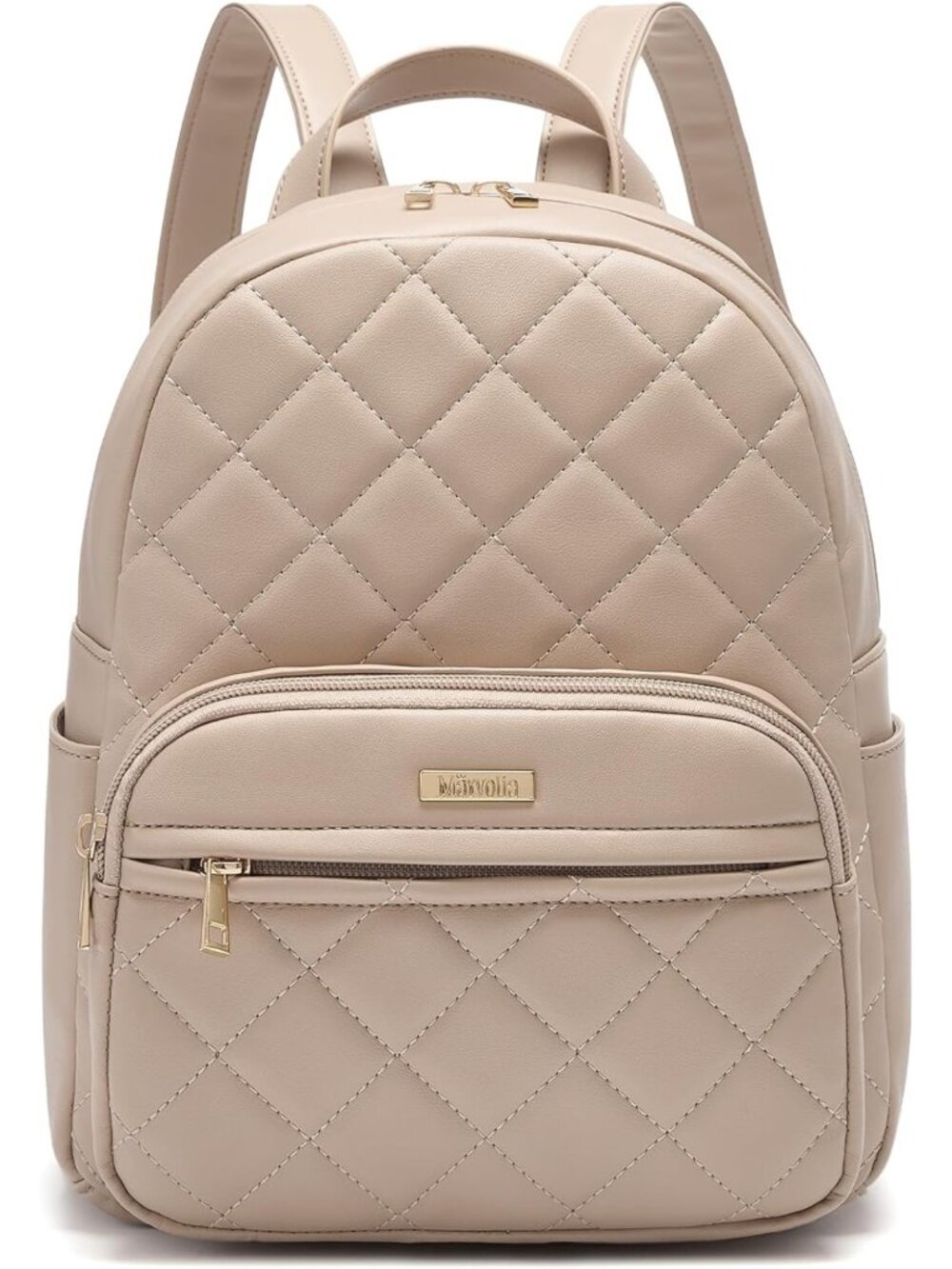 Stylish Mini Vegan Leather Backpack - Small Khaki Bag for Everyday Use